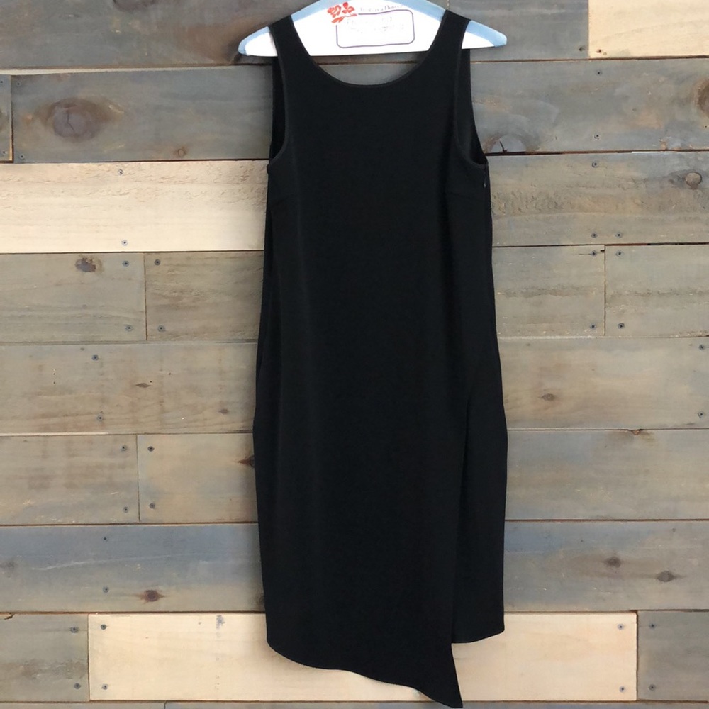 DEREK LAM 10 Crosby Silk Blend Black Shift Asymmetric Dress